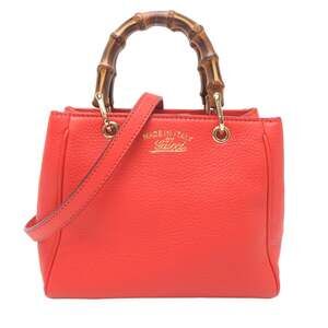 GUCCI Authentic Orange Leather Bamboo Bag